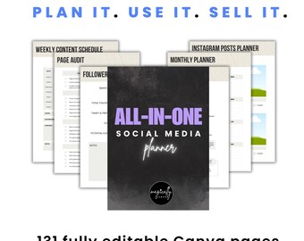 Complete Social Media Planner | 131 Editable Canva Pages for Instagram, TikTok, Facebook, Pinterest & YouTube