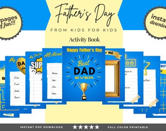 Libro de actividades para el Día del Padre para niños: Juegos imprimibles y para colorear (descarga digital)