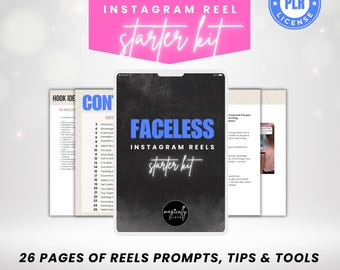 Faceless Instagram Reels Kit: Content Strategies with editable Canva templates and PLR License included