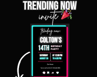 Trending TikTok Birthday Party Invitation | Customizable Digital Invite Template | Canva Printable