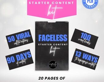 Faceless Business Starter Kit: 57-Page Content Plan, Canva Templates (PLR)