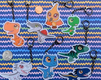 Jurassic Park World X Littlest Pet Shop Inspired Double Sided Acrylic Keychain Cute Dino Dinosaur Charm