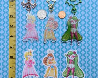 Princess Peach Daisy POKeMON Tsareena Inspired Holographic Keychain Charm AND Waterproof Sticker Decal