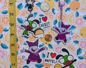 2000s Chowder & Invader Zim GIR Acrylic Keychain Charm and Waterproof Sticker Throwback Cartoon Network Nickelodeon