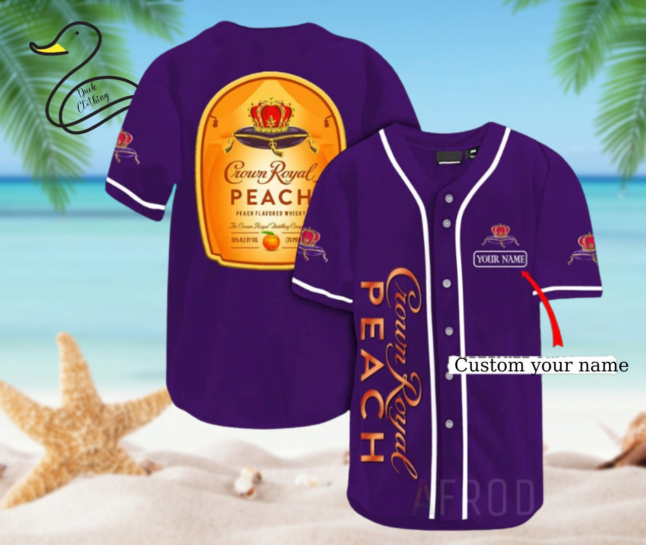 Personalized Crown Royal Peach Baseball Jersey