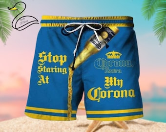 Stop Staring At My Corona Extra Beer Hawaii Shorts, Short Hawaiian, Hawaii Short Holiday Beach Summer S - 5XL