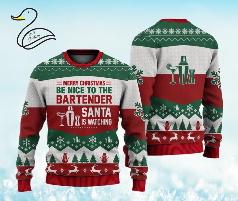 Bartender Christmas Ugly Sweater Merry 