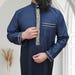 Mens Boys Thobe Jubba Madrassa Mosque Designer Collar Arab Hajj Umrah Black