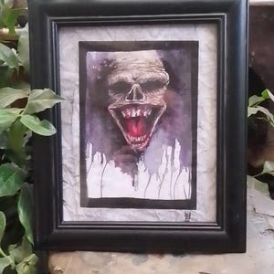 Illustration, Ink drawing, creepy demon, frame, framed, unique canvas