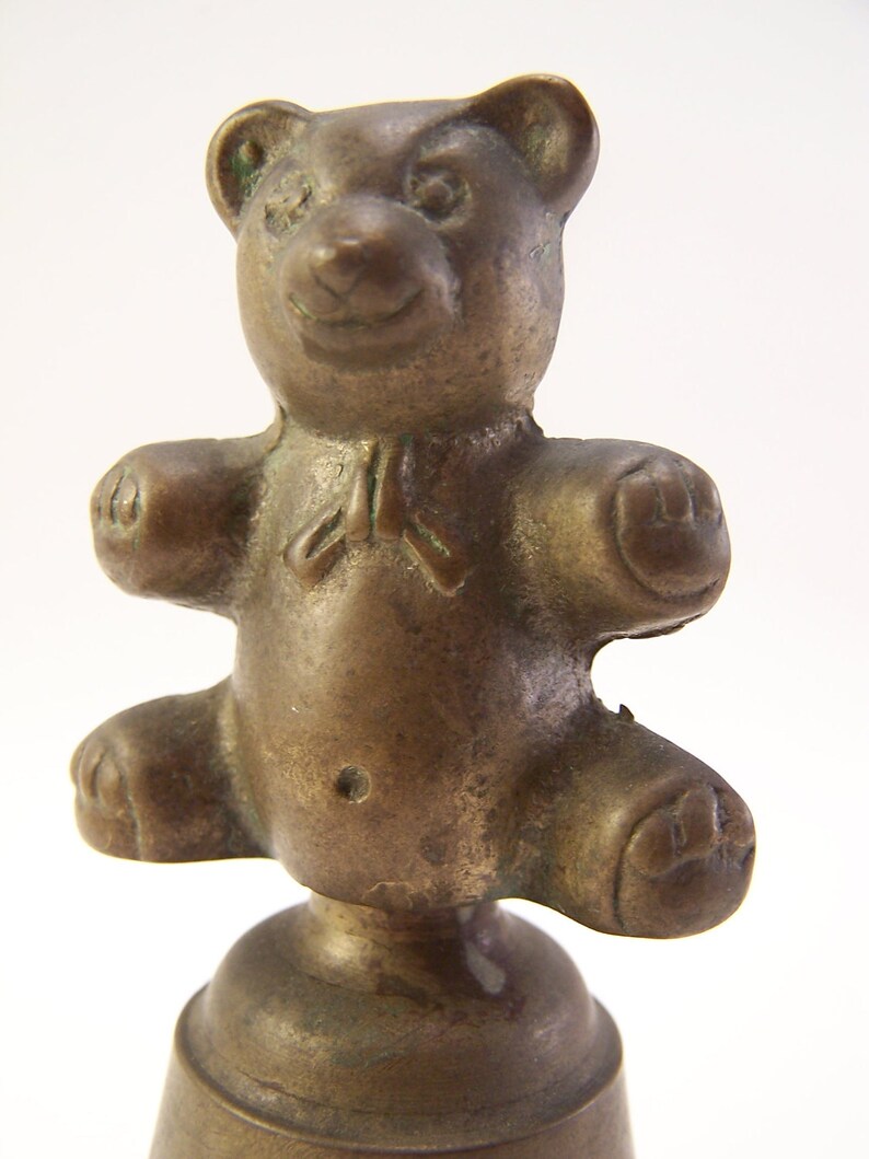 Vintage bear bell cast brass solid piece teddy bear bell bear Etsy