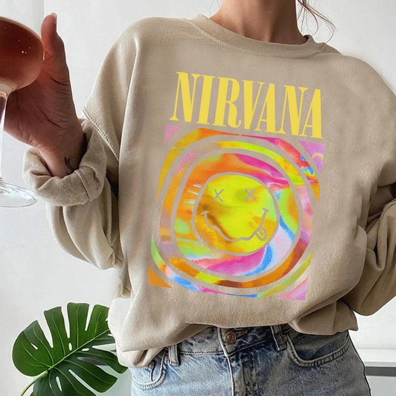 Nirvana Sweatshirt Nirvana Smile Face Crewneck Sweatshirt - Etsy