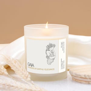 Gaia Frosted Glass Candle | The Goddess Collection | Scented Candle, Hand Poured, Home Fragrance, Coconut Soy Wax, Oakmoss + Amber