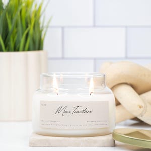 Moss Tincture Candle | Alchemy Collection |  Apothecary Jar, Double Wick, 12 oz, Scented Candle, Soy Blend, Oakmoss + Amber