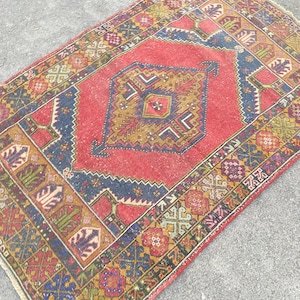 4x6 Handmade Area Rug,Turkish Area Rug,Oushak Rug,Vintage Rug,Home Decor Rug,Design Rug,Hallway Rug,Bedroom Rug,Kitchen Rug &#39;&#39;3.8 x 5.9&#39;&#39; ft