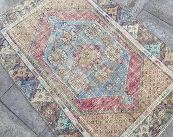 2x4 Vintage Rug, Oushak Rug, Handmade Rug, Oriental Rug, Home Decor Rug, Design Decor rug,2x4 rug ,2x4 Turkish Accent Rug, 2.4x3.5 feet.