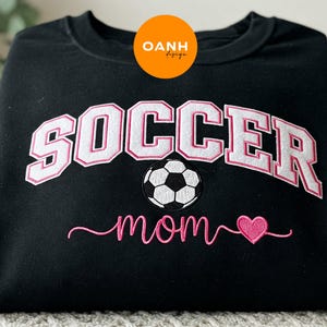 Personalize Soccer Mom Kids Name On Sleeve Embroidered Sweatshirt, Mom Soccer Sweater, Soccer Mama Shirt, Gift for Soccer Mom, Fall Soccer