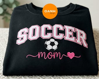 Sudadera bordada con el nombre de tu hijo en la manga, suéter para mamá futbolera, camiseta para mamá futbolera, regalo para mamá futbolera, fútbol de otoño
