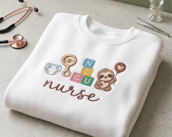 Sudadera bordada para enfermera de la UCIN, regalo para enfermera neonatal, sudadera de cuello redondo para enfermera de bebés, regalos de agradecimiento para enfermeras