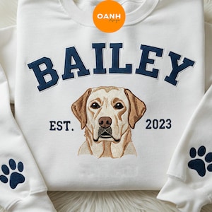 Benutzerdefiniertes Hundeporträt-besticktes Sweatshirt, kundenspezifischer Haustier-Hoodie, personalisiertes Haustier-Gesicht und Haustiernamen-Sweatshirt, kundenspezifisches Geschenk für Muttertag