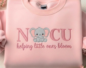 Embroidered NICU Nurse Sweatshirt, Pediatric Nurse Crewneck, Elephant Neonatal Shirt, NICU Graduation Gift, Nurse Appreciation Hoodie