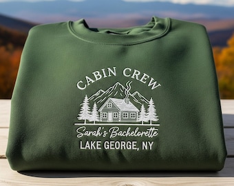 Custom Camp Bachelorette Embroidered Sweatshirt, Cabin Crew Bridal Party Tee, Mountain Bride Hiking Shirt, Camping Bachelorette Party Gift
