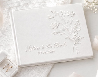 Personalized Bride Letters Hand Embroidered Guest Book, Wedding Keepsake Book, Bridal Shower Gift