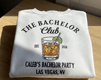 Gestickter Junggesellenabschied Pullover Groomsmen Shirt Geschenk Personalisiert Die Bachelor Club Shirt Wiskey Junggesellenabschied Benutzerdefinierte Lage Junggesellenabschied