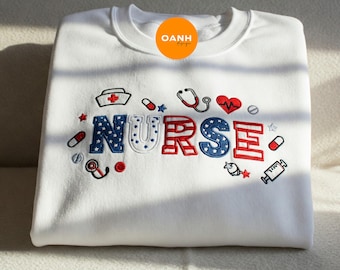 Embroidered Nurse Shirt, Coquette Labor and Delivery Tee, Nurse Life Gift, RN Nurse Crewneck, Nursing Appreciation Graduation Shirt