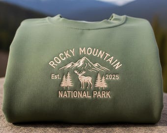 Rocky Mountain National Park Embroidered Sweatshirt, Hiking Nature Crewneck, Outdoor Camping Gift, National Park Lover Hoodie