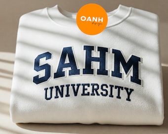 Sudadera universitaria bordada para mamás que se quedan en casa, Camiseta para mamás que se quedan en casa, Sudadera de cuello redondo para mamás, Sudadera con capucha para mamás, Camiseta del club social de la maternidad
