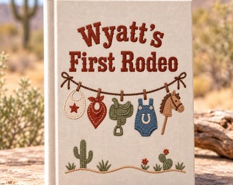 Personalized First Rodeo Hand Embroidered Photo Album, Western Baby Book, Baby Shower Gift
