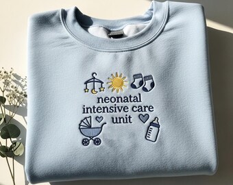 Sudadera bordada de enfermera de la UCIN, cuello redondo de la Unidad de Cuidados Intensivos Neonatales, camiseta de graduación de enfermeras, ropa bonita de enfermera, sudadera con capucha para amantes de la enfermería