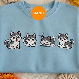 Cute Siberian Husky Embroidered Sweatshirt, Custom Dog Shirt, Personalized Pet Sweater, Dog Owner Gift for Husky Mom Hoodie, Mother Day Gift