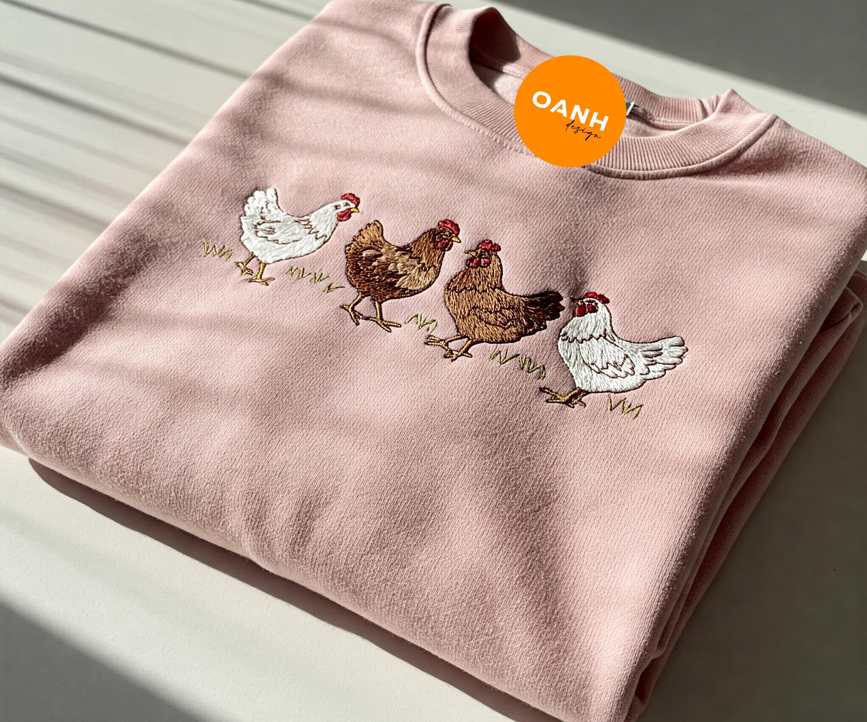 Farm Chickens Embroidered Sweatshirt - Cute Chicken Mama Shirt - Cozy Farm Crewneck - Farmers Market Gift - Cottagecore Mother Day Gift