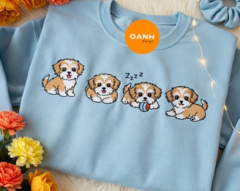 Embroidered Cute Havanese Dog Sweatshirt, Personalized Dog Mom Crewneck Sweater, Gift for Dog Lover, Dog Mama Shirt, Dog Owner Gift, Dad Tee