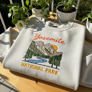 Embroidered Yosemite National Park Sweatshirt, Nature Lover Crewneck, Outdoor Adventure Shirt, Camping Gift For Her, Yosemite Hiking Hoodie