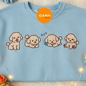 Four Cute Poodle Dog Embroidered Sweatshirt, Dog Lover Gift, Personalized Pet Sweater, Dog Owner Gift for Poodle Lover, Poodle Mom Shirt