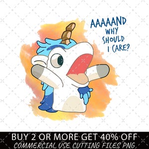 Unicorse なぜ電話をすべきか PNG、Bluey Funny PNG、Bluey Family PNG、デカール ファイル、ビニール ステッカー、車のイメージ、そしてなぜ気にすべきか PNG