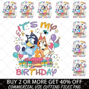 Bluey Birthday Png, Blue Dog Png, Birthday Cartoon Png Bundle, Birthday Magical Sublimation, Bluey PNG, My Birthday Png, Birthday Party Png