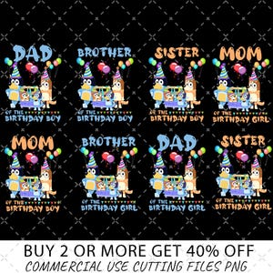 Bluey Birthday Png, Blue Dog Png, Birthday Cartoon Png Bundle, Birthday Magical Sublimation, Bluey PNG, My Birthday Png, Birthday Party Png