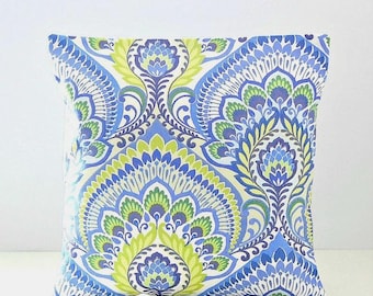 retro decorative cushion covers, blue lime green uk
