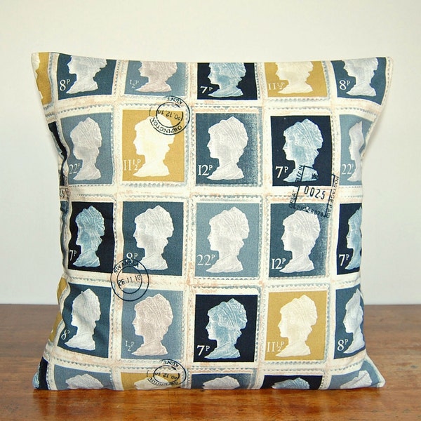 mustard grey charcoal stamps pillow cover, 18 inch gold and silver cushion cover uk