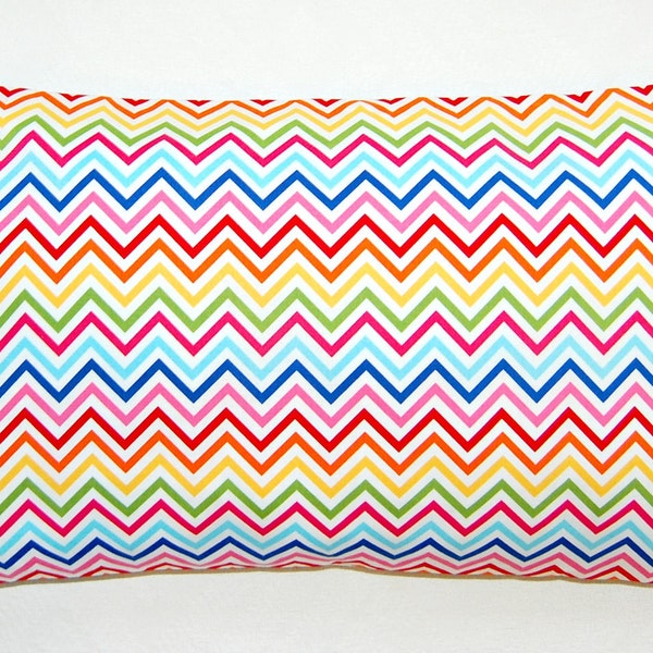 cushion cover chevron red blue orange yellow green pink , zig zag lumbar pillow cover 12 x 20