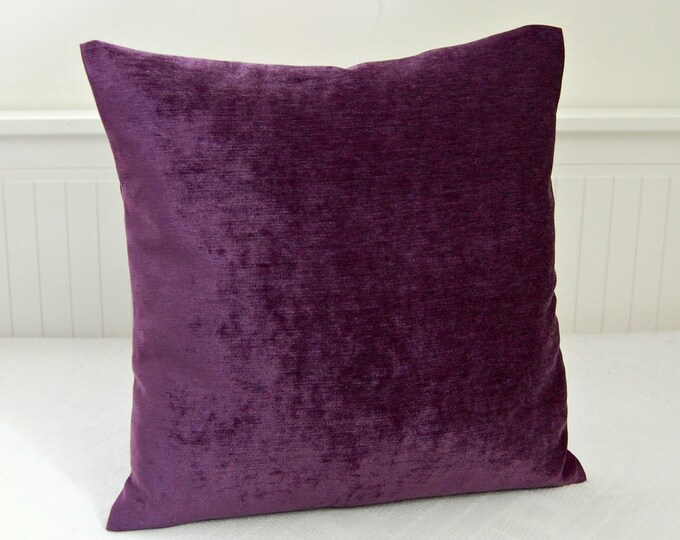 Purple Accent Pillow Cover 18 Inch Velvet Chenille Cushion Etsy