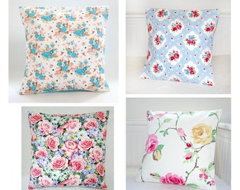 roses light blue pink cushion cover UK, decorative pillow covers UK