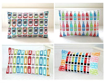 British pop art cushion cover, retro lumbar decorative pillow cover 12 x 18 multi-listing