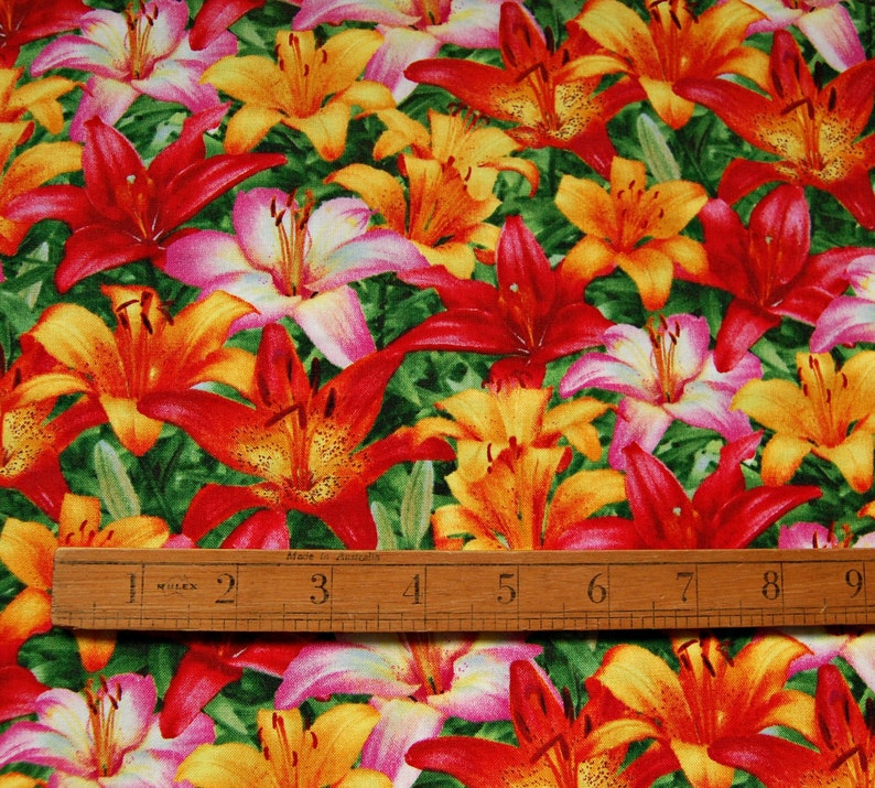 Fabric Fat Quarters Lily Flowers Tropical Lilies Cotton Etsy