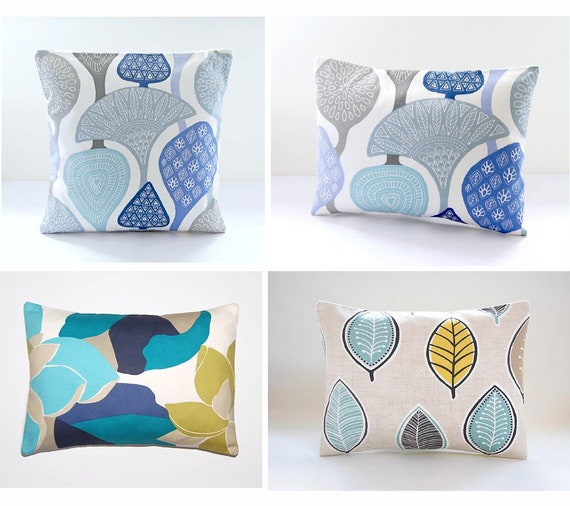 Decorative pillow cover blue grey lilac Grey Pillow Throw Pillow | Etsy