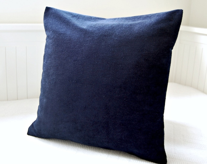 Dark Navy Blue Accent Pillow Cover 16 Inch Solid Decorative Etsy