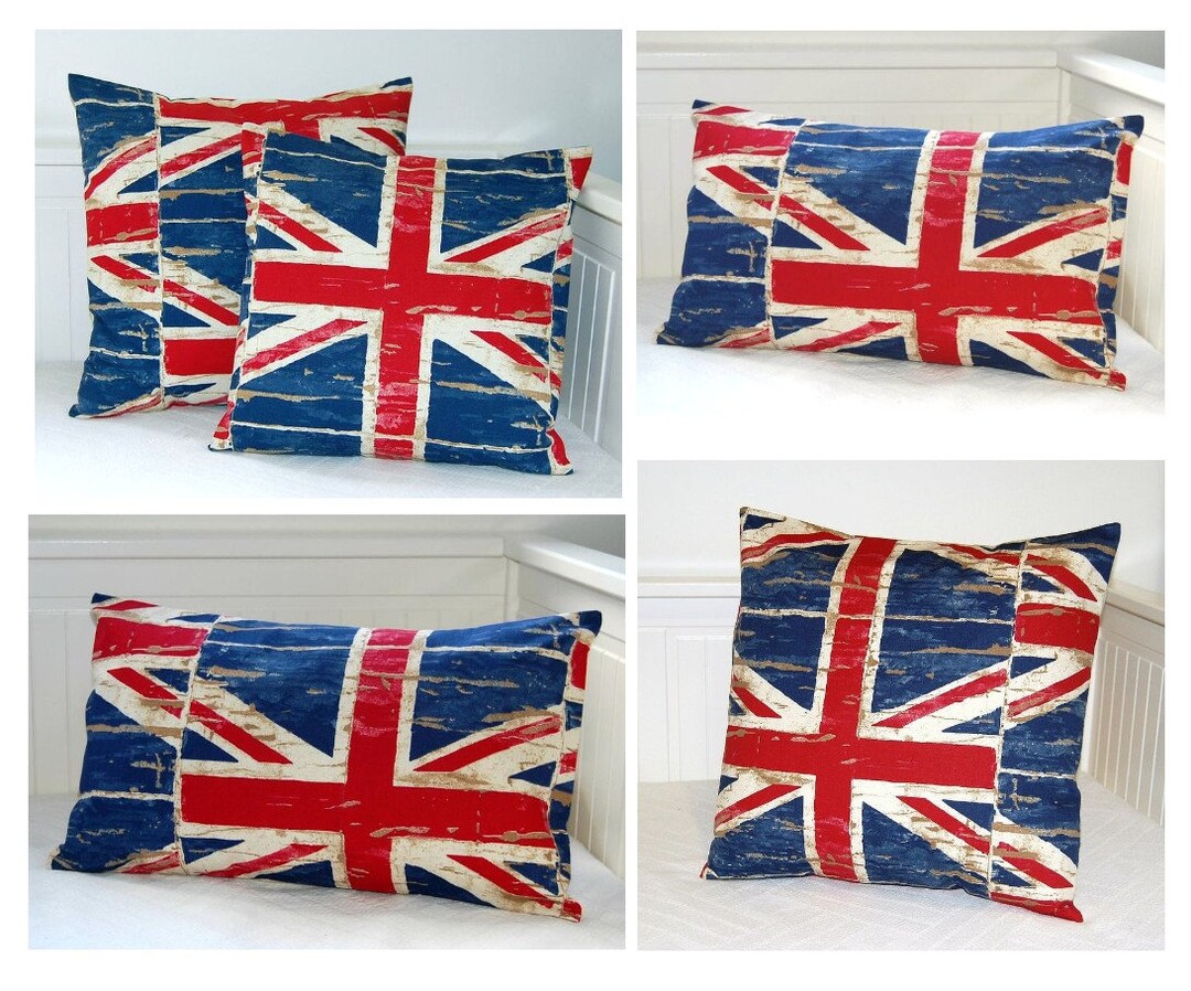 REDUCED Vintage Style Union Jack Cushion Cover UK Red Cream Etsy